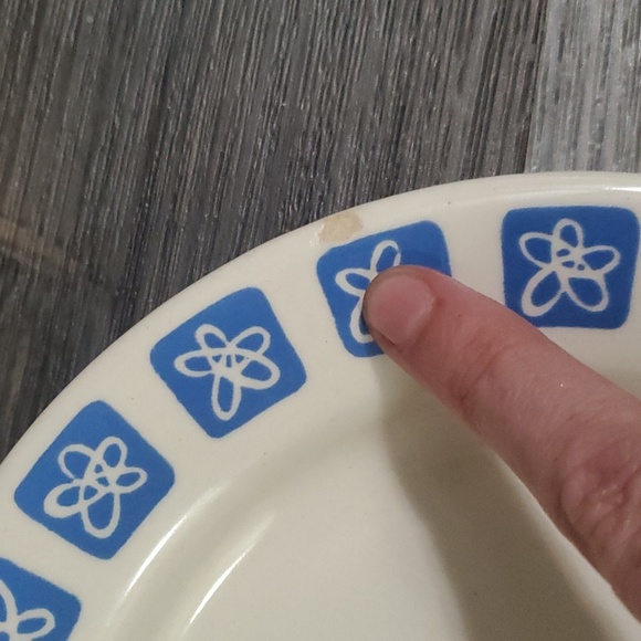 Mid Century modern atomic blue flower Set of 3 Romanian dessert plates vintage - Picture 5 of 7